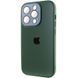 Чохол для iPhone 13 Pro Скляний матовий + скло на камеру з мікрофіброю TPU+Glass Sapphire Midnight Forest green
