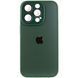 Чохол для iPhone 13 Pro Скляний матовий + скло на камеру з мікрофіброю TPU+Glass Sapphire Midnight Forest green