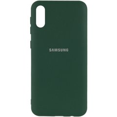 Чохол для Samsung A02 Silicone Full з закритим низом і мікрофіброю Зелений / Dark green