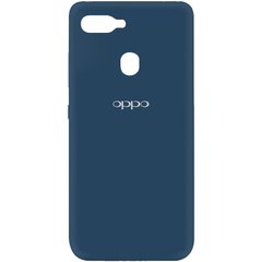 Чехол для Oppo A5s / Oppo A12 Silicone Full с закрытым низом и микрофиброй Синий / Navy blue