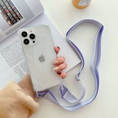 Чехол для iPhone 15 Plus прозрачный с ремешком