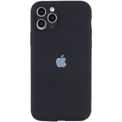 Чехол для Apple iPhone 12 Pro Silicone Full camera закрытый низ + защита камеры / Черный / Black