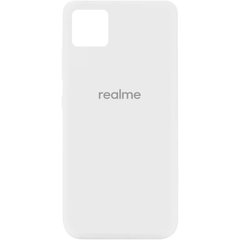 Чехол для Realme C11 Silicone Full с закрытым низом и микрофиброй Белый / White