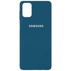 Чехол для Samsung Galaxy M51 Silicone Full Синий / Cosmos Blue с закрытым низом и микрофиброй