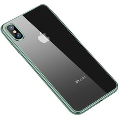 Прозрачный силиконовый чехол с глянцевой окантовкой Full Camera для Apple iPhone XS Max (6.5") (Зеленый)