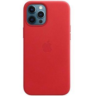 Кожаный чехол Leather Case (AAA) для Apple iPhone 12 Pro Max with MagSafe Красный / Red