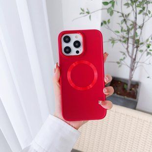 Чехол для iPhone 14 Matte Colorful Metal Frame MagSafe Red