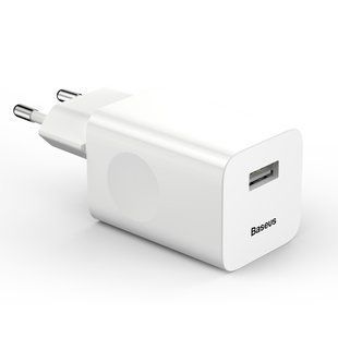 Адаптер мережевий BASEUS for Qi quick charge | 1USB, 2.4A, QC3.0 | (CCALL-BX02) white