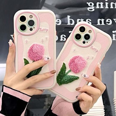 Чехол для iPhone 14 Pro Max Tulips Plush Case Pink