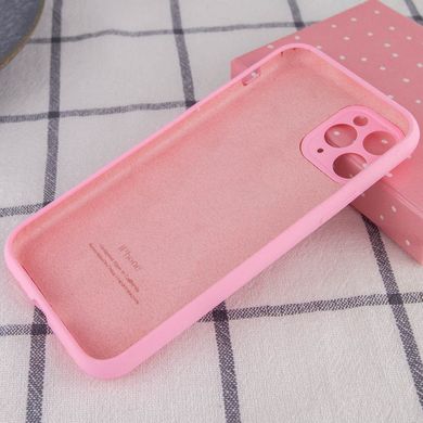 Чехол для Apple iPhone 12 Pro Max (6.7") Silicone Full camera закрытый низ + защита камеры (Розовый / Light pink)