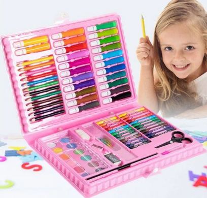 Набір для дитячої творчості і малювання Painting Set 86 предметів дитячий в валізці| Рожевий