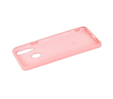 Чехол для Samsung Galaxy A20s (A207) Silicone Full светло-розовый с закрытым низом и микрофиброй