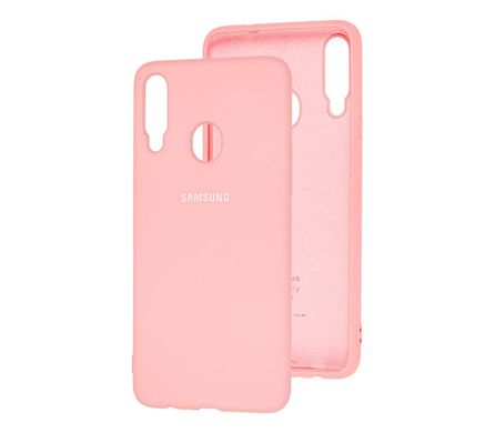 Чохол для Samsung Galaxy A20s (A207) Silicone Full світло-рожевий з закритим низом і мікрофіброю