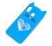3D чехол для Samsung Galaxy M20 (M205) кот с блестками голубой