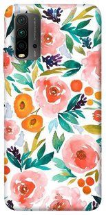 Чехол для Xiaomi Redmi Note 9 4G / Redmi 9 Power / Redmi 9T PandaPrint Акварельные цветы 2 цветы