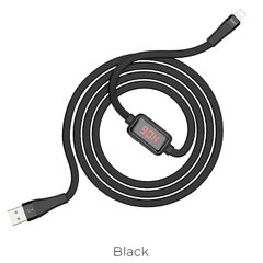 Кабель Hoco Lightning с таймером S4 |1.2m, 2.4A| Black, Black