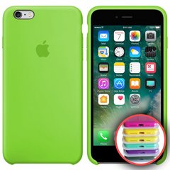 Чохол silicone case for iPhone 6 / 6s з мікрофіброю і закритим низом Lime Green / Зеленый