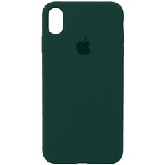 Чехол silicone case for iPhone X/XS с микрофиброй и закрытым низом Forest green