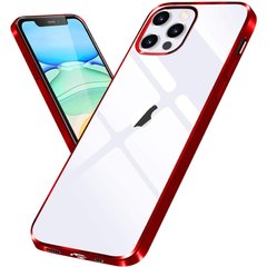 Прозрачный силиконовый чехол с глянцевой окантовкой для Apple iPhone 12 Pro / 12 (6.1") (Красный)