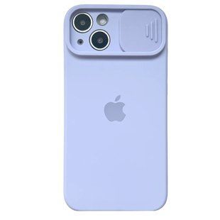 Чохол для iPhone 13 Silicone with Logo hide camera + шторка на камеру Light Purple