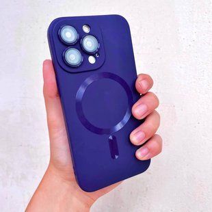 Чехол для iPhone 13 Pro Sapphire Matte with MagSafe + стекло на камеру Dark purple