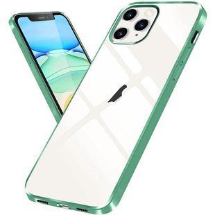 Прозорий силіконовий чохол з глянсовою окантовкою для Apple iPhone 12 Pro Max (6.7 ") (Зелений)
