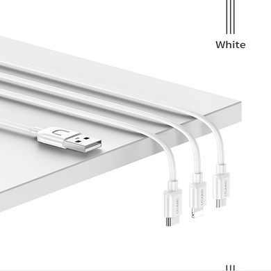Кабель USAMS combo Micro USB/Lightning/Type-C US-SJ324 |1.2m, 1.7A| White, White