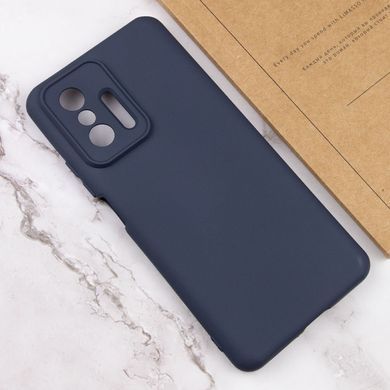 Чехол для Xiaomi 11T / 11T Pro Silicone Full camera закрытый низ + защита камеры Синий / Midnight Blue
