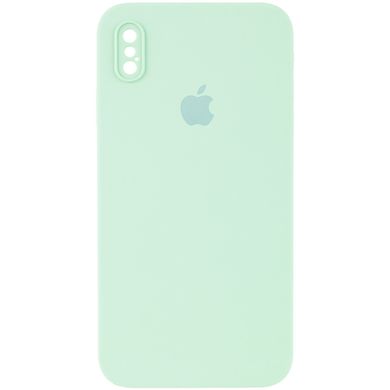 Чохол Для Apple iPhone XS Max Silicone Full camera / закритий низ + захист камери (Бірюзовий / Light Turquoise) квадратні борти