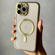 Чехол для iPhone 12 / 12 Pro Matt Shining Case with Magsafe + стекло на камеру Gold