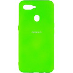 Чехол для Oppo A5s / Oppo A12 Silicone Full с закрытым низом и микрофиброй Салатовый / Neon green