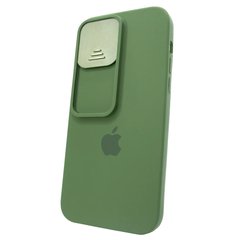 Чехол для iPhone 14 Pro Silicone with Logo hide camera + шторка на камеру Dark Green