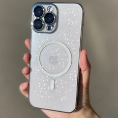 Чехол с блестками для Iphone 13 Brilliant Magsafe Case + защита камеры Silver