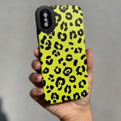 Чехол для iPhone X / XS Rubbed Print Silicone Green leopard