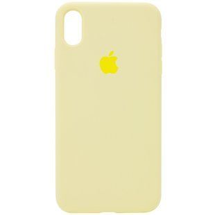 Чехол silicone case for iPhone X/XS с микрофиброй и закрытым низом Mellow Yellow