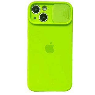 Чохол для iPhone 13 Silicone with Logo hide camera + шторка на камеру Green