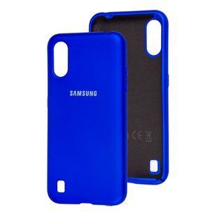 Чохол для Samsung Galaxy A01 (A015) Silicone Full ультра синій з закритим низом і мікрофіброю