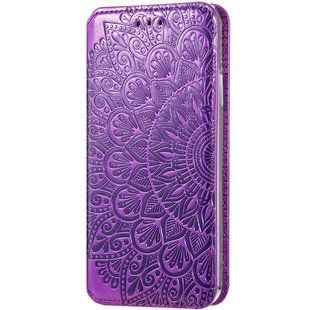 Кожаный чехол книжка GETMAN Mandala (PU) для Xiaomi Redmi Note 9 / Redmi 10X (Фиолетовый)