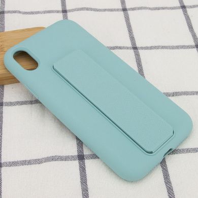 Чохол Silicone Case Hand Holder для Apple iPhone XR (6.1") (Бірюзовий / Ice Blue)