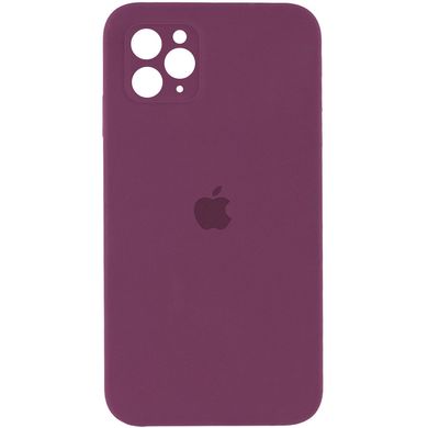 Чехол для Apple iPhone 11 Pro Silicone Full camera / закрытый низ + защита камеры (Бордовый / Maroon)