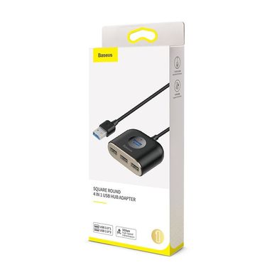 HUB адаптер BASEUS USB Square Round 4in1 | 1xUSB3.0 / 3xUSB2.0, Micro USB Power Supply |, Черный
