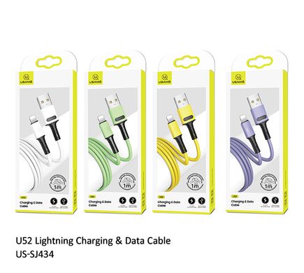 Кабель USAMS Lightning Charging & Data Cable U52 US-SJ434 |1m, 2A| Green, Green