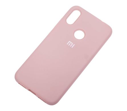 Чехол для Xiaomi Redmi Note 7 Silicone Full бледно-розовый с закрытым низом и микрофиброй