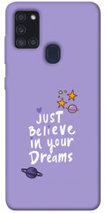Чехол для Samsung Galaxy A21s PandaPrint Just believe in your Dreams надписи
