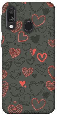 Чехол для Samsung Galaxy A40 (A405F) PandaPrint Милые сердца паттерн