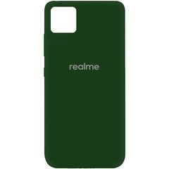 Чехол для Realme C11 Silicone Full с закрытым низом и микрофиброй Зеленый / Dark green