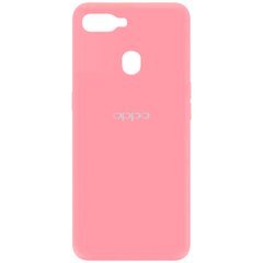 Чехол для Oppo A5s / Oppo A12 Silicone Full с закрытым низом и микрофиброй Розовый / Pink