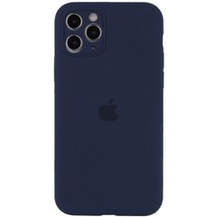 Чехол для Apple iPhone 12 Pro Silicone Full camera закрытый низ + защита камеры / Темно-синий / Midnight blue