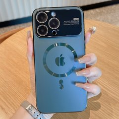 Чохол для iPhone 13 Скляний матовий + скло на камеру Camera Lens Glass matte case with Magsafe Green