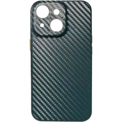 Шкіряний чохол Leather Case Carbon series для Apple iPhone 13 (6.1"") Зелений